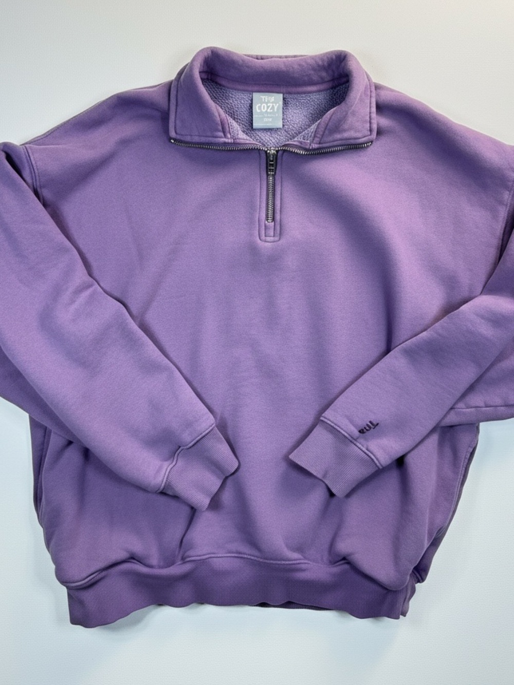 Aritzia Tna Cozy Fleece Mega 1/4 Zip Sweatshirt Purple Womens Oversized 2 S/M